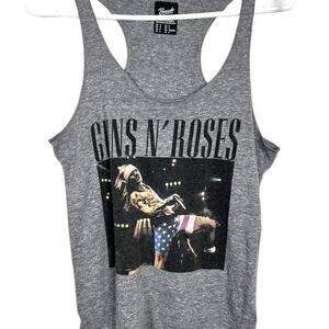 Bravado Womens Graphite Grey Guns and Roses Vintage Racerback Tank Top Size S